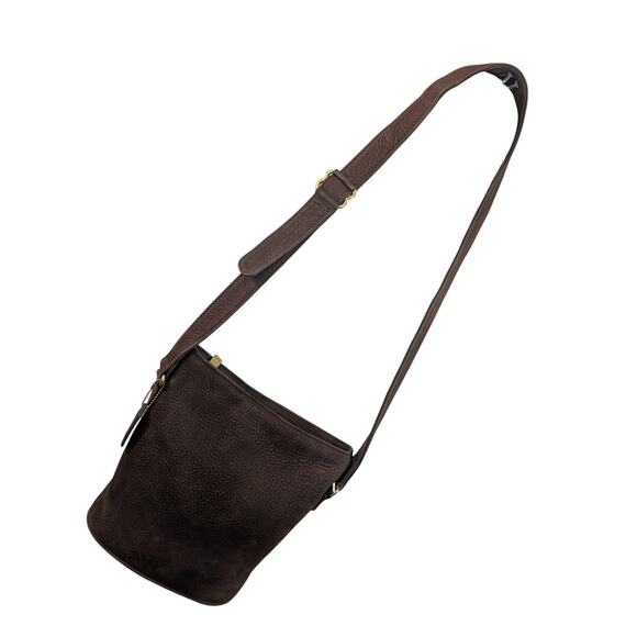 Coach Handbags - COACH COLLECTOR! ESPRESSO BROWN GENUINE PEBBLED NUBUCK LEATHER BUCKET BAG PURSE!